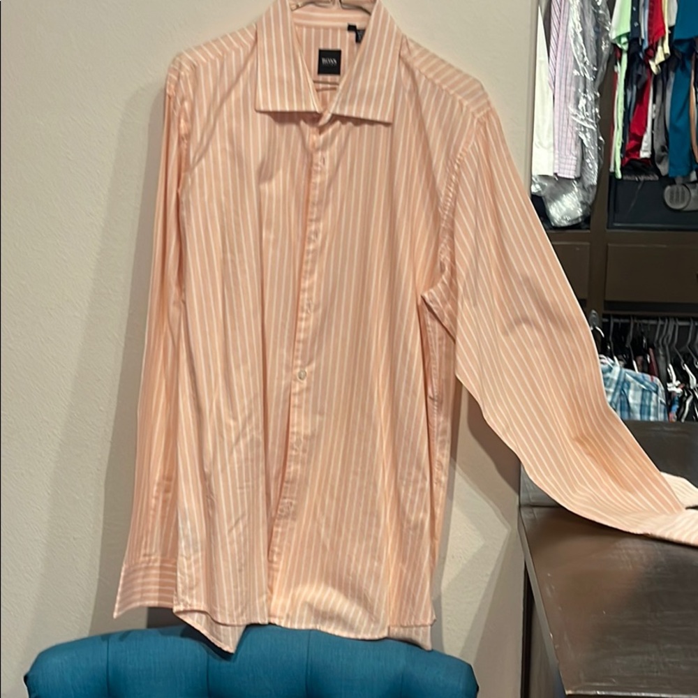 Boss pink stripes mens XL shirt